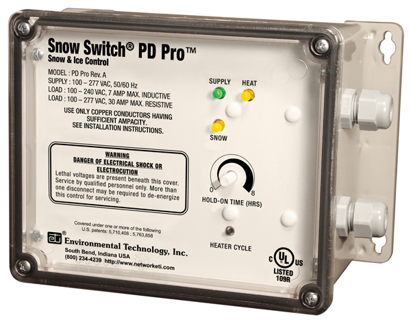 The Snow Switch® Model PD Pro uses pilot duty and separate sensors to regulate your heat trace system.